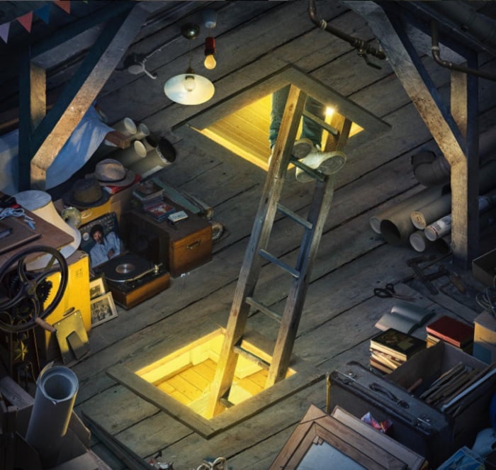 Photo Manipulation Idea for Perspective Illusion of loft ladder