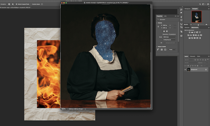 A screenshot of a digital collage being edited with software for creative editing ideas
