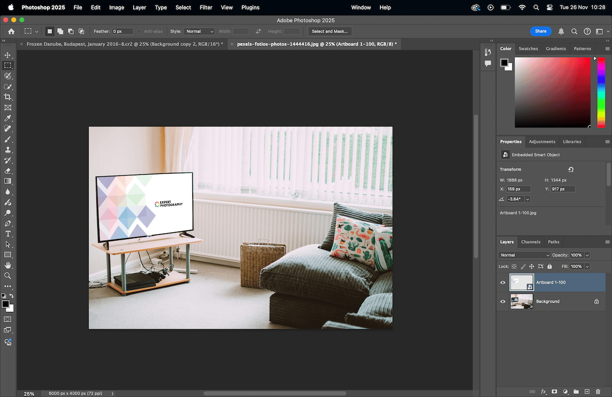 image of living room with EP logo in TV